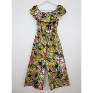 (Ju) Chloe+Rene Womens Romper Jumper Size M Hawaiian Tropical Jumpsuit Fairycore
